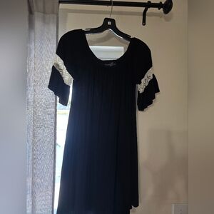 Chic Black Dress with Lace Accents